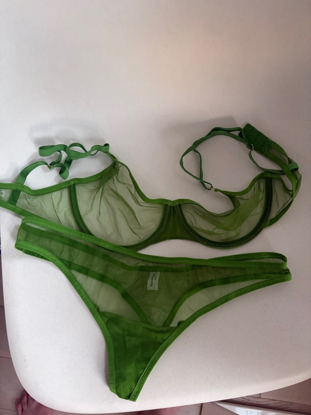 Sheer Green Underwire Bikini Set - Women Swim